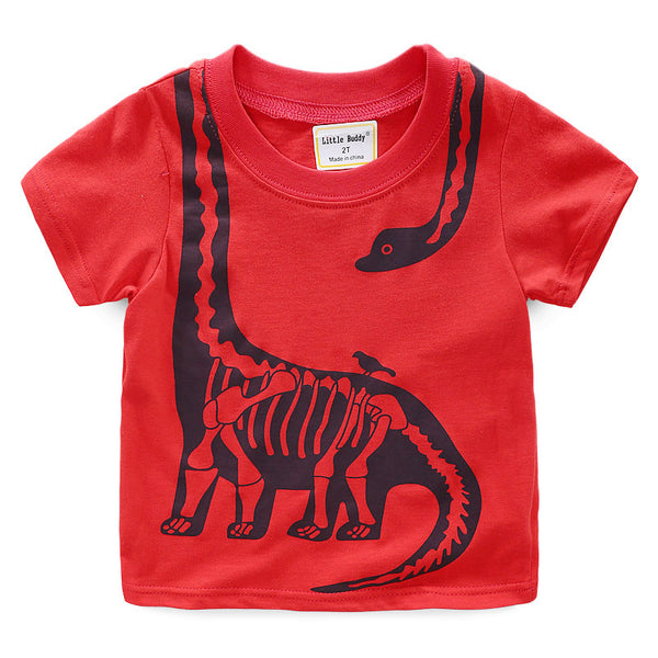 Camiseta Infantil Estampado Dinosaurio - Manga Corta Verano