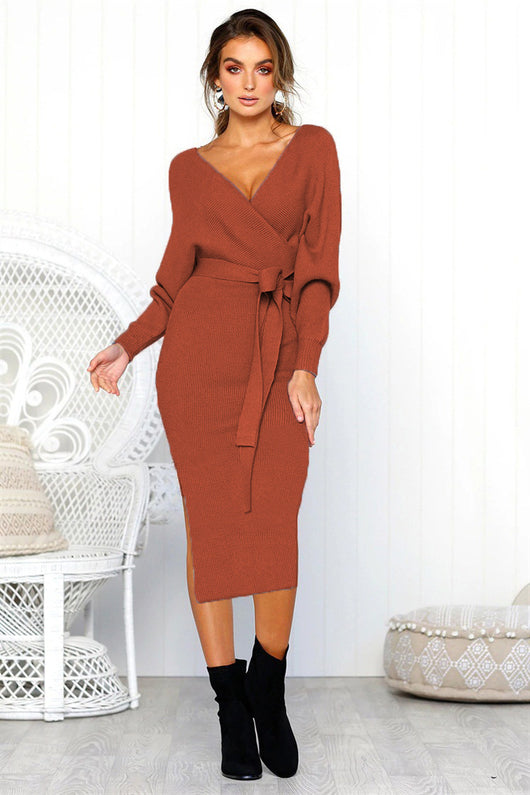 Vestido de Encaje con Manga Larga y Escote en V para Mujer - Image 3
