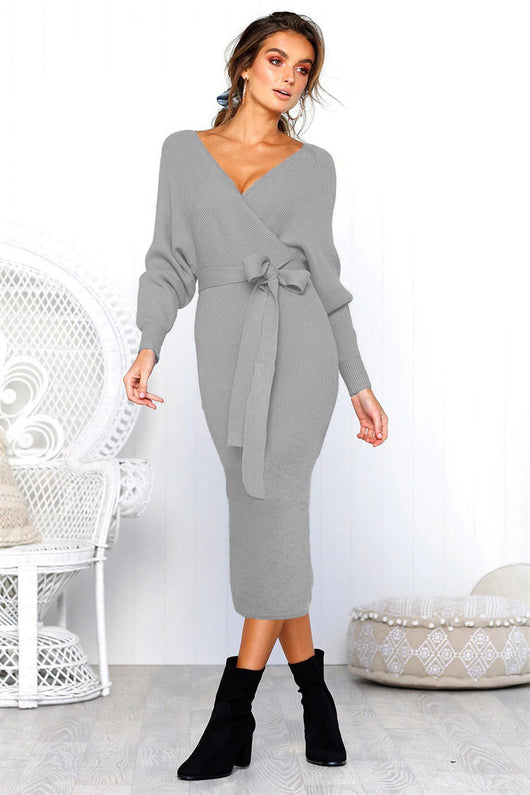 Vestido de Encaje con Manga Larga y Escote en V para Mujer - Image 6