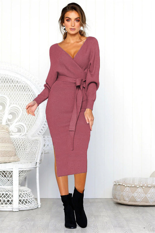 Vestido de Encaje con Manga Larga y Escote en V para Mujer - Image 4