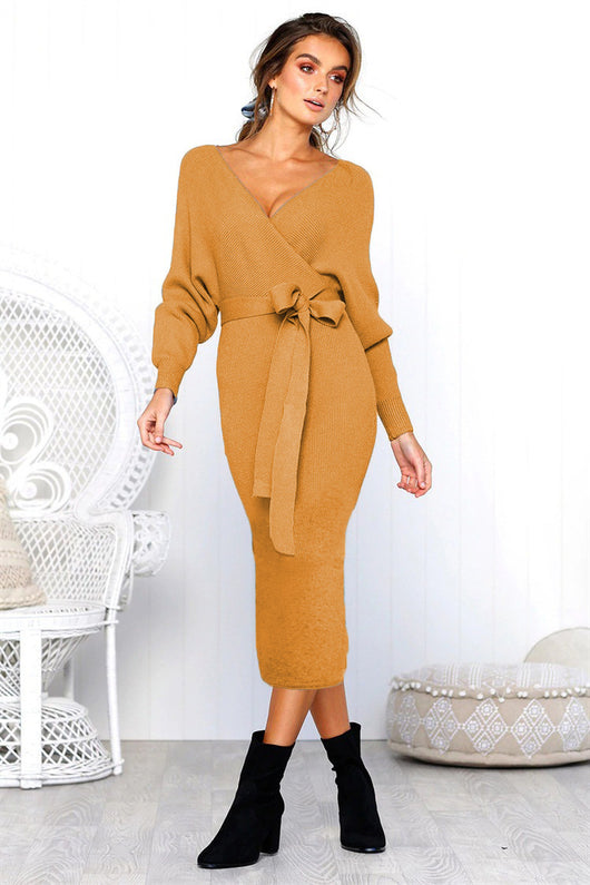 Vestido de Encaje con Manga Larga y Escote en V para Mujer - Image 7