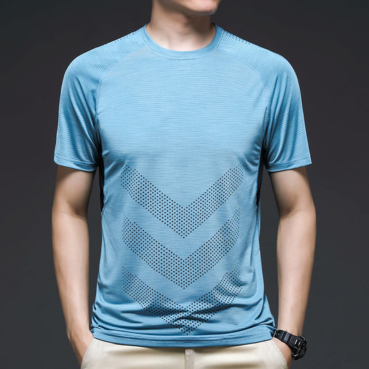 Playera de Entrenamiento Ice Silk Manga Corta para Hombre - Secado Rápido y Elástica - Image 2