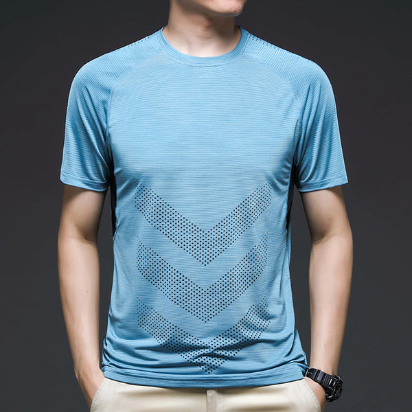 Playera de Entrenamiento Ice Silk Manga Corta para Hombre - Secado Rápido y Elástica