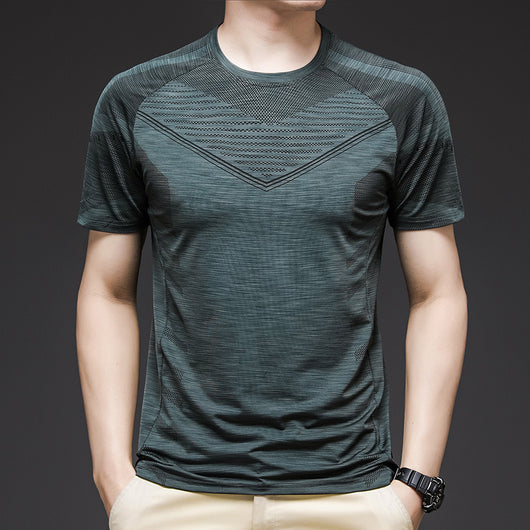 Playera de Entrenamiento Ice Silk Manga Corta para Hombre - Secado Rápido y Elástica - Image 8