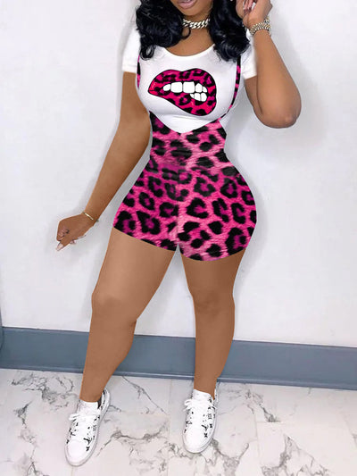 Conjunto de Dos Piezas con Estampado de Leopardo - Estilo Europeo y Americano
