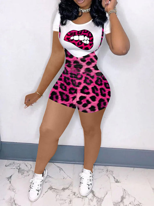 Conjunto de Dos Piezas con Estampado de Leopardo - Estilo Europeo y Americano