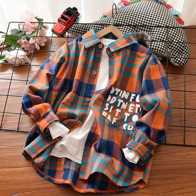Camisa Infantil Estampada Cuello Solapa Algodón Manga Larga - Image 11