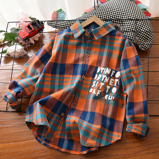 Camisa Infantil Estampada Cuello Solapa Algodón Manga Larga - Image 4