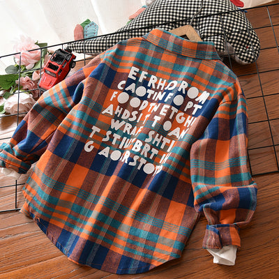 Camisa Infantil Estampada Cuello Solapa Algodón Manga Larga - Image 3