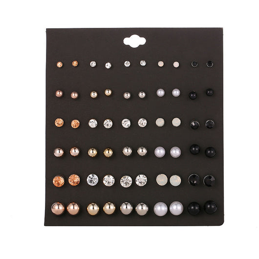 Set de 30 Pares de Aretes de Cristal y Perla con Diamantes - Image 8