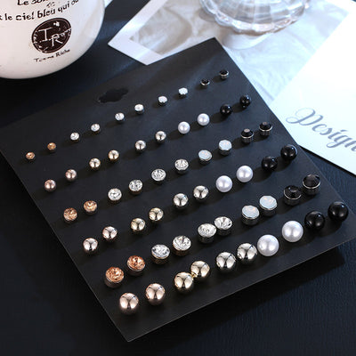 Set de 30 Pares de Aretes de Cristal y Perla con Diamantes - Image 11