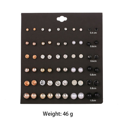 Set de 30 Pares de Aretes de Cristal y Perla con Diamantes - Image 2
