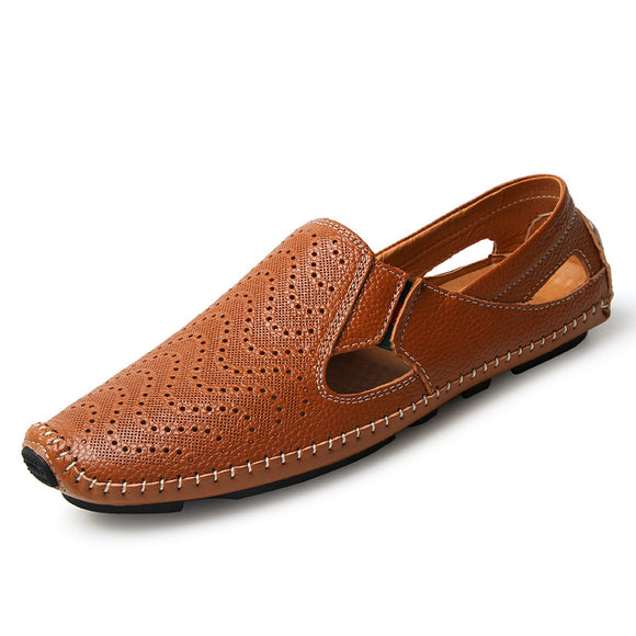 Sandalias de Cuero Genuino con Diseño Calado