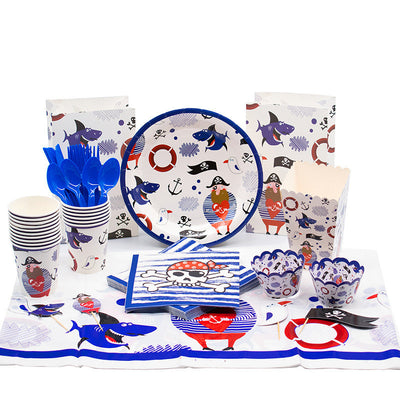 Kit Completo de Decoración Desechable Temática Pirata