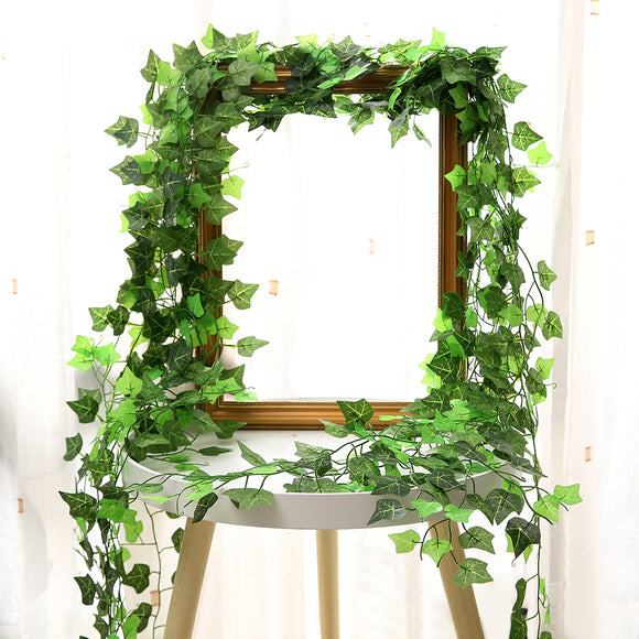 Guirnalda de Hojas Verdes de Seda Artificial para Decoración DIY