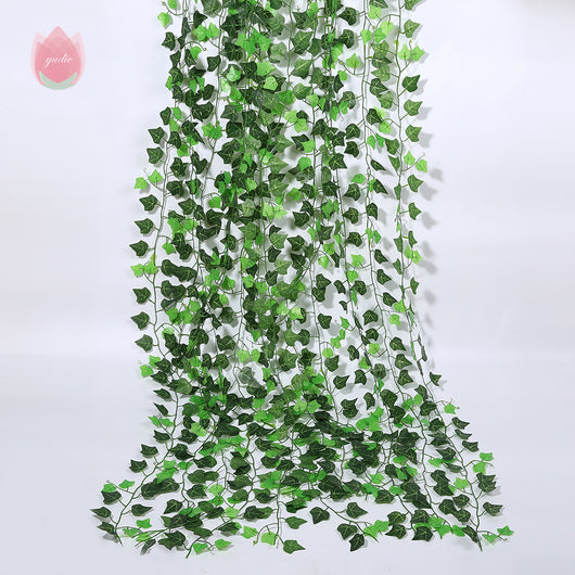 Guirnalda de Hojas Verdes de Seda Artificial para Decoración DIY - Image 4