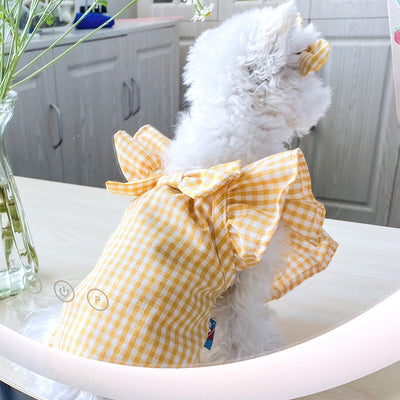 Ropa para Mascotas con Cuadros Rojos y Lazo - Camiseta para Perros y Gatos - Image 11
