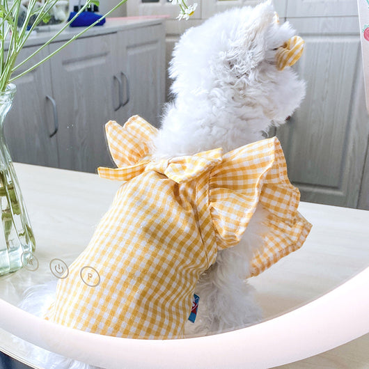 Ropa para Mascotas con Cuadros Rojos y Lazo - Camiseta para Perros y Gatos - Image 3