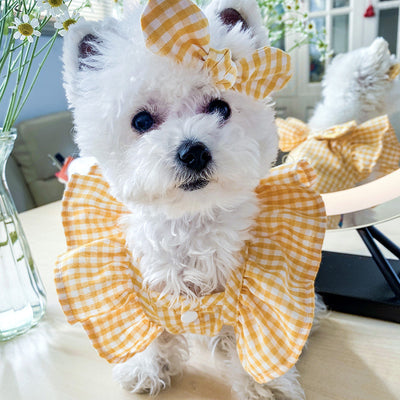 Ropa para Mascotas con Cuadros Rojos y Lazo - Camiseta para Perros y Gatos - Image 2