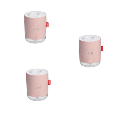 White cylindrical USB charging desktop humidifier with a clear base and a textured snow mountain top. Features 'H₂O HUMIDIFIER' text and a red tag. - Image 13