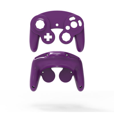 Orange ABS plastic replacement shell for an NGC single point GameCube controller, showing top and bottom pieces. - Image 7