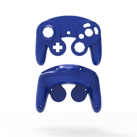 Orange ABS plastic replacement shell for an NGC single point GameCube controller, showing top and bottom pieces. - Image 8