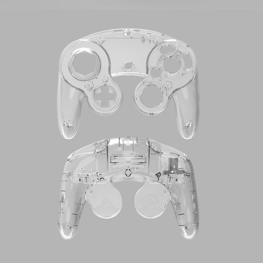 Orange ABS plastic replacement shell for an NGC single point GameCube controller, showing top and bottom pieces. - Image 2