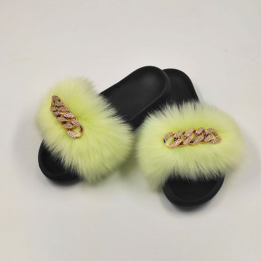 Pantuflas de Piel Sintética Encadenadas - Chanclas Peluche Zorro Moda - Image 29