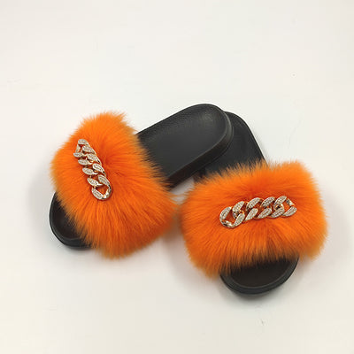 Pantuflas de Piel Sintética Encadenadas - Chanclas Peluche Zorro Moda - Image 21