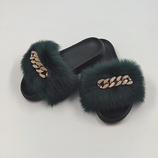 Pantuflas de Piel Sintética Encadenadas - Chanclas Peluche Zorro Moda - Image 18