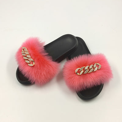 Pantuflas de Piel Sintética Encadenadas - Chanclas Peluche Zorro Moda - Image 26