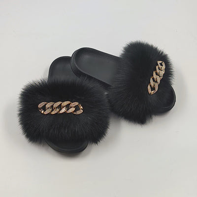 Pantuflas de Piel Sintética Encadenadas - Chanclas Peluche Zorro Moda - Image 22