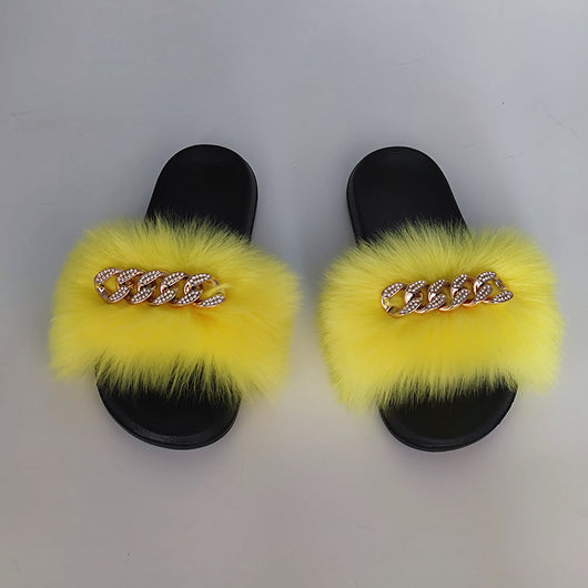 Pantuflas de Piel Sintética Encadenadas - Chanclas Peluche Zorro Moda - Image 23