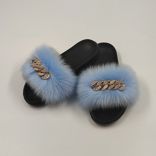 Pantuflas de Piel Sintética Encadenadas - Chanclas Peluche Zorro Moda - Image 24
