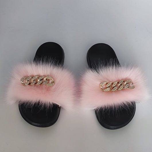 Pantuflas de Piel Sintética Encadenadas - Chanclas Peluche Zorro Moda - Image 25