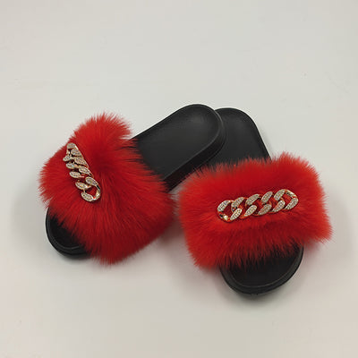 Pantuflas de Piel Sintética Encadenadas - Chanclas Peluche Zorro Moda - Image 5