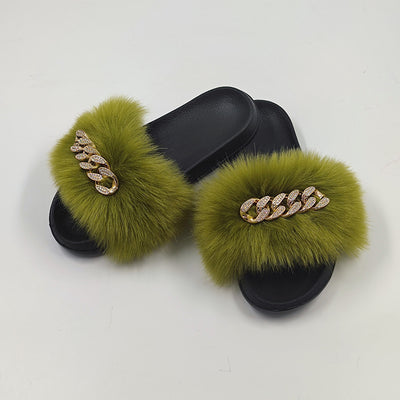 Pantuflas de Piel Sintética Encadenadas - Chanclas Peluche Zorro Moda - Image 3