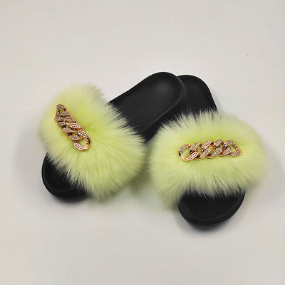 Pantuflas de Piel Sintética Encadenadas - Chanclas Peluche Zorro Moda - Image 7