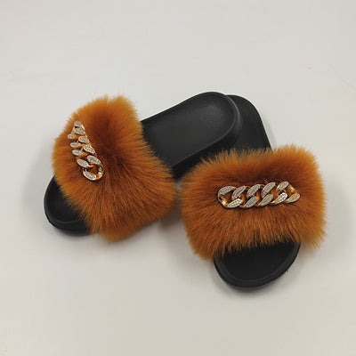 Pantuflas de Piel Sintética Encadenadas - Chanclas Peluche Zorro Moda - Image 14
