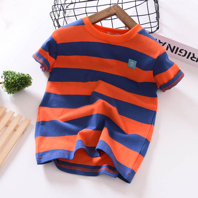 Camiseta Infantil de Verano Estilo Coreano, Manga Corta a Rayas en Algodón Suave y Cómoda - Image 11