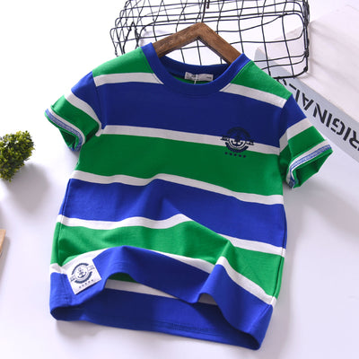 Camiseta Infantil de Verano Estilo Coreano, Manga Corta a Rayas en Algodón Suave y Cómoda - Image 6