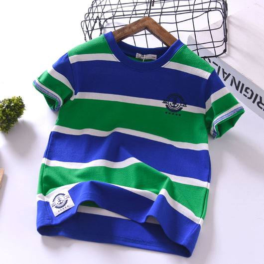 Camiseta Infantil de Verano Estilo Coreano, Manga Corta a Rayas en Algodón Suave y Cómoda - Image 6