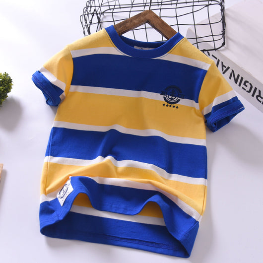 Camiseta Infantil de Verano Estilo Coreano, Manga Corta a Rayas en Algodón Suave y Cómoda - Image 7