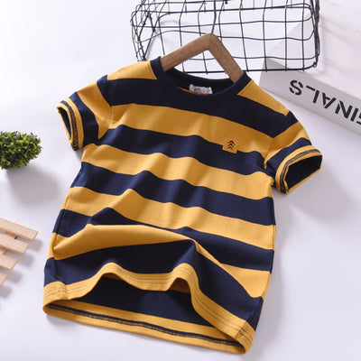 Camiseta Infantil de Verano Estilo Coreano, Manga Corta a Rayas en Algodón Suave y Cómoda - Image 4