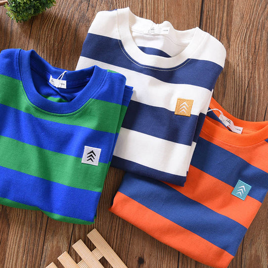 Camiseta Infantil de Verano Estilo Coreano, Manga Corta a Rayas en Algodón Suave y Cómoda - Image 8