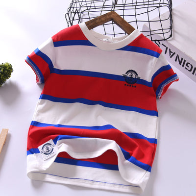 Camiseta Infantil de Verano Estilo Coreano, Manga Corta a Rayas en Algodón Suave y Cómoda - Image 5