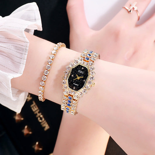 Reloj Cuadrado de Diamantes para Mujer con Pulsera Brillante Cielo Estrellado - Image 6