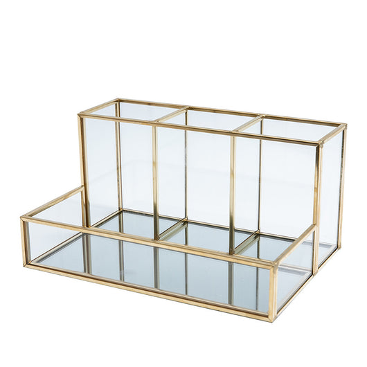 Organizador de Maquillaje en Vidrio con Detalles Dorados - Image 7