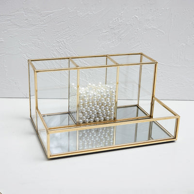 Organizador de Maquillaje en Vidrio con Detalles Dorados - Image 6