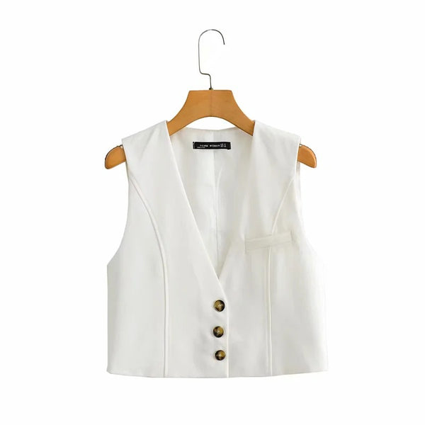 Chaleco Escote V Estilo Europeo Verano - Diseño Moderno